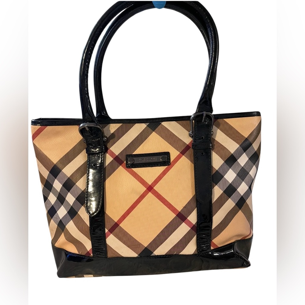 Burberry Tan and Black Iconic Tote Bag - Picture 1 of 14